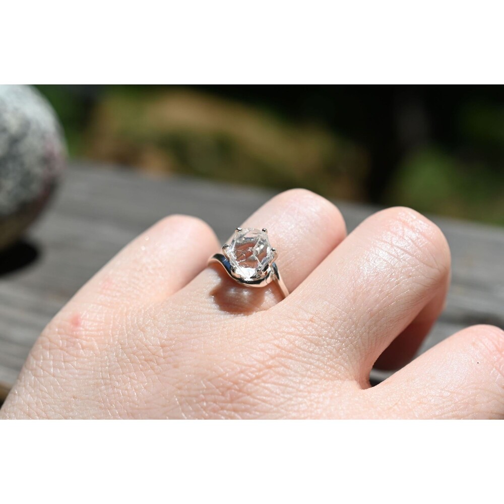 Unique Engagement Ring, Raw Diamond Ring, Uncut Rough Stone, Boho Ring, Size 7,